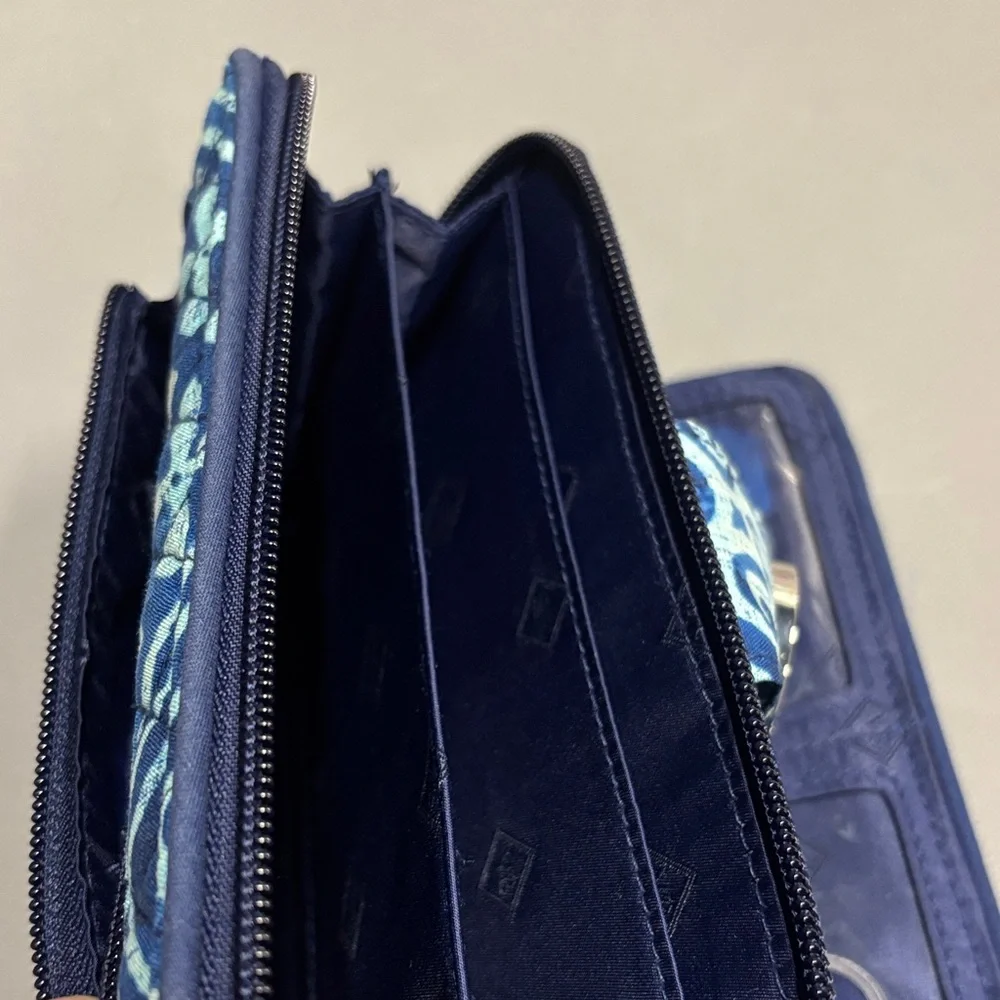 Vera Bradley Navy and Light Blue Quilted Zip-Around Wallet - Picture 5 of 5
